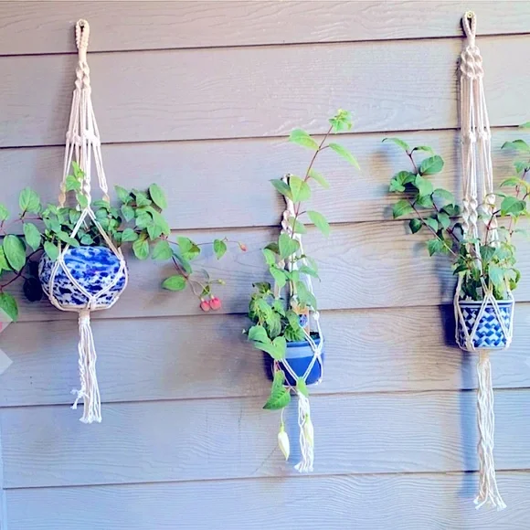 🆕3pc Modern BÖHÖ Macramé Plant Hangers Uniquely Hand Crafted [Indoors/Outdoors]